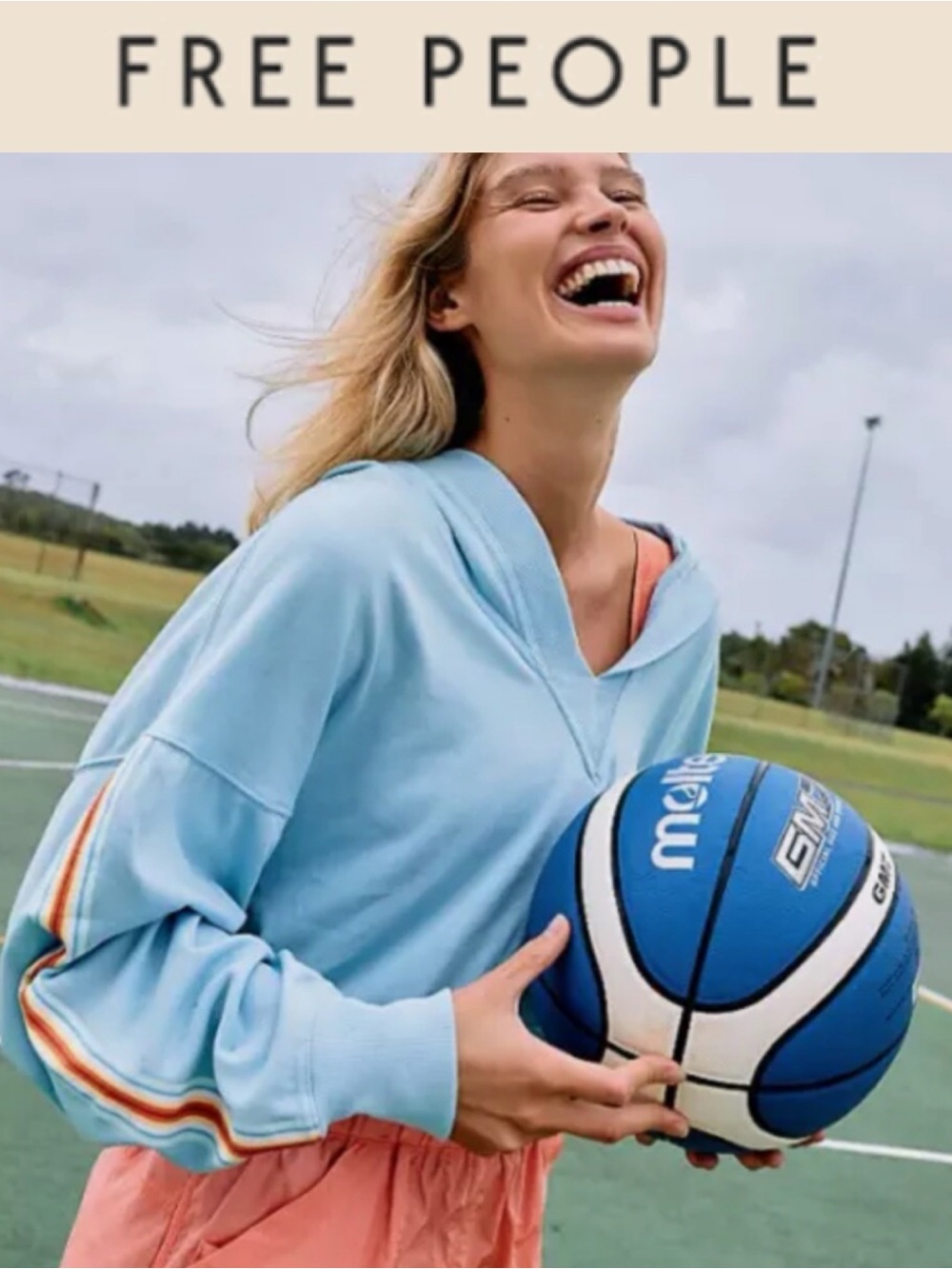 FREE PEOPLE MOVEMENT GRAND SLAM HOODIE NWT BLUE COMBO OVERSIZED ATHLEISURE